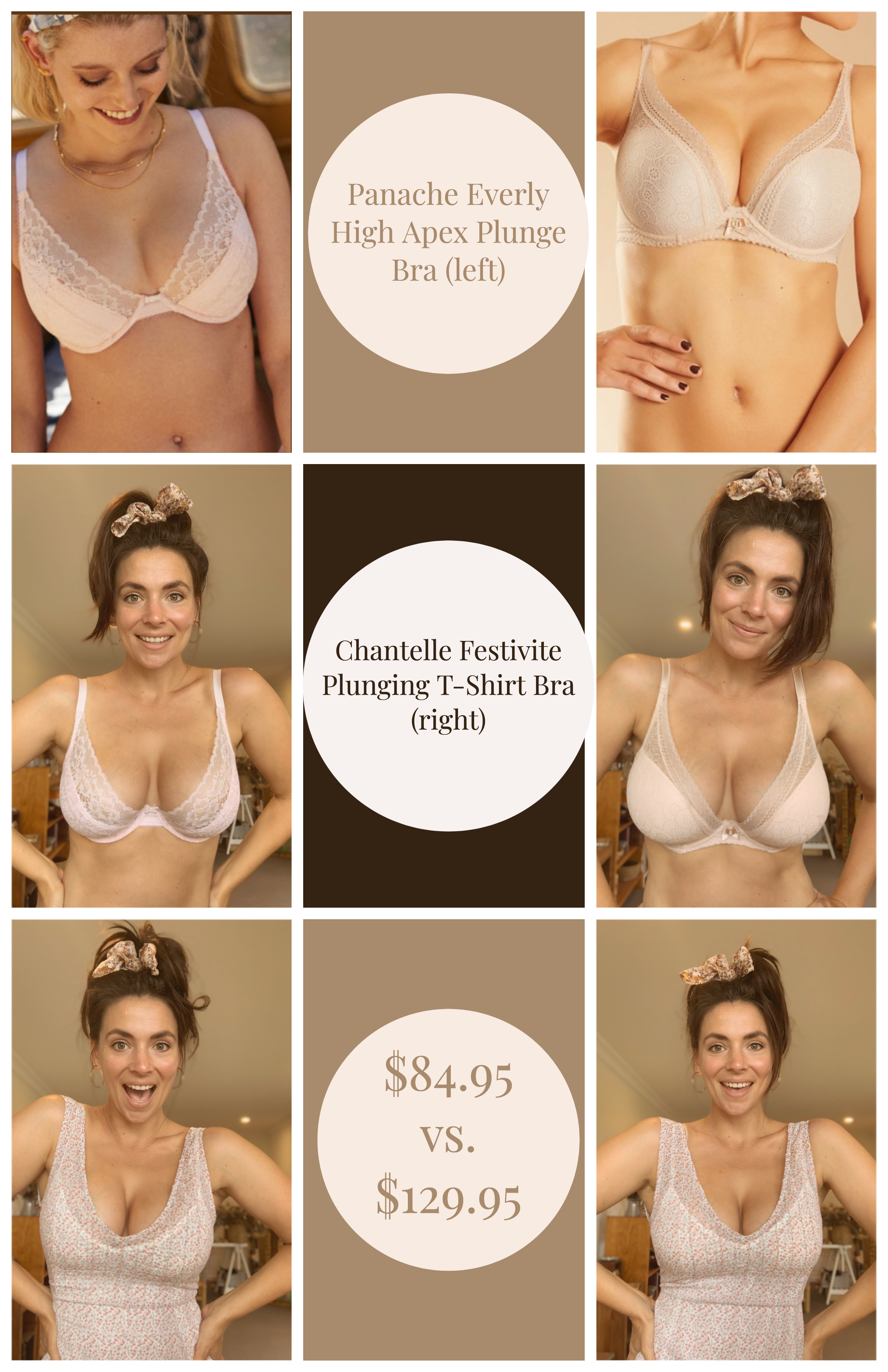 Comparing a 32D with 30D in Cleo Neve Plunge T-shirt Bra (7196)