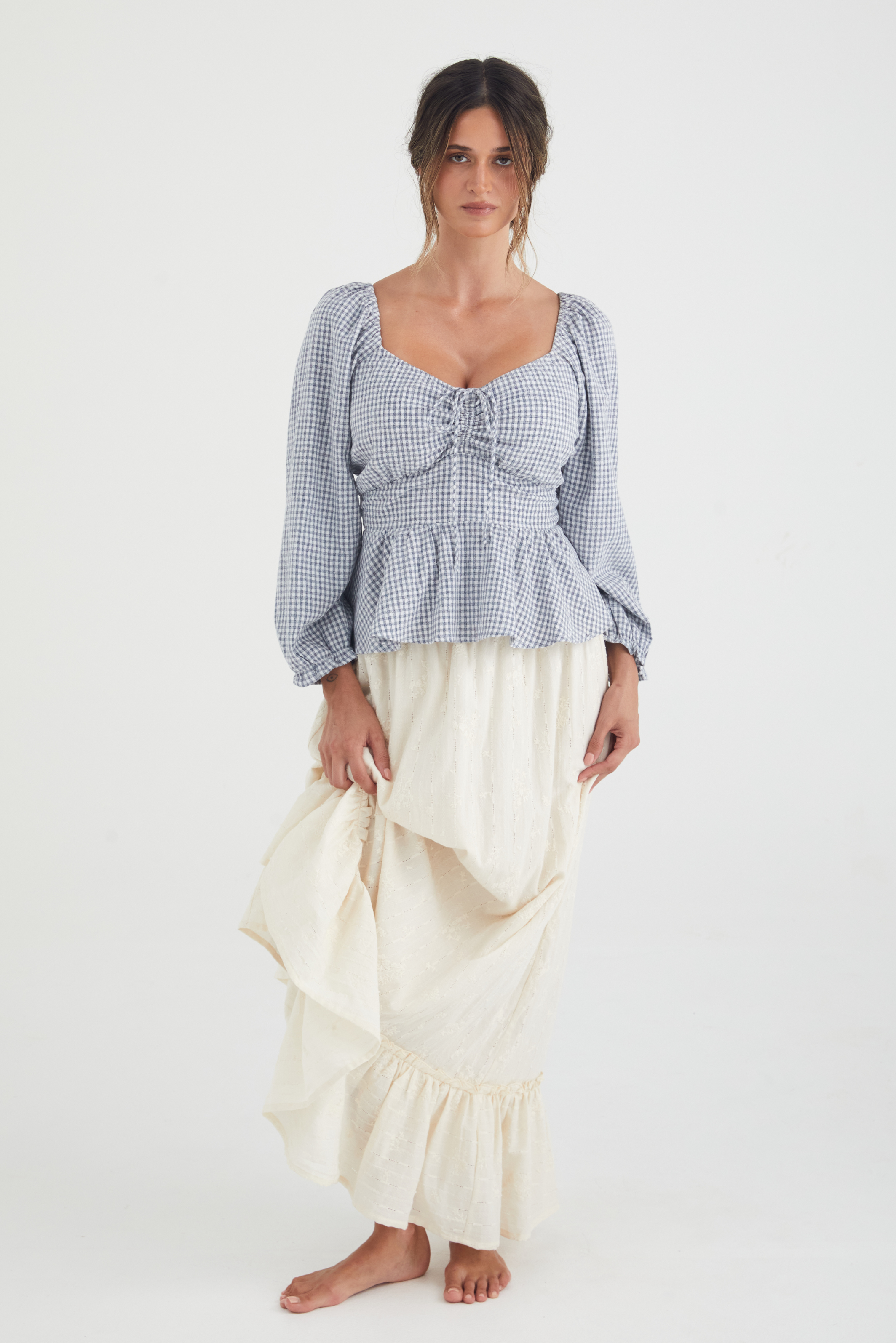 Eadie top - NAVY CHECK