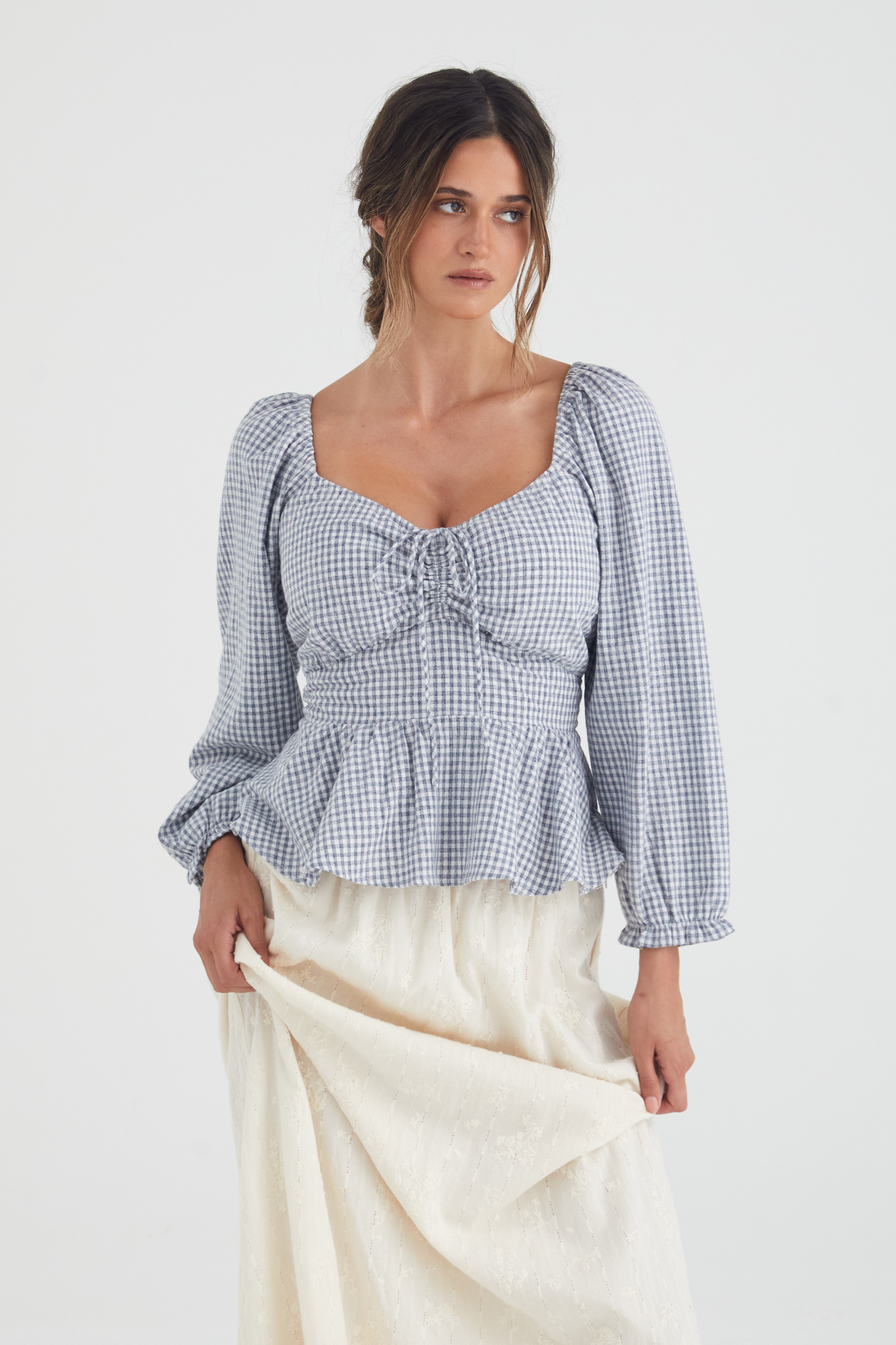 Eadie top - NAVY CHECK