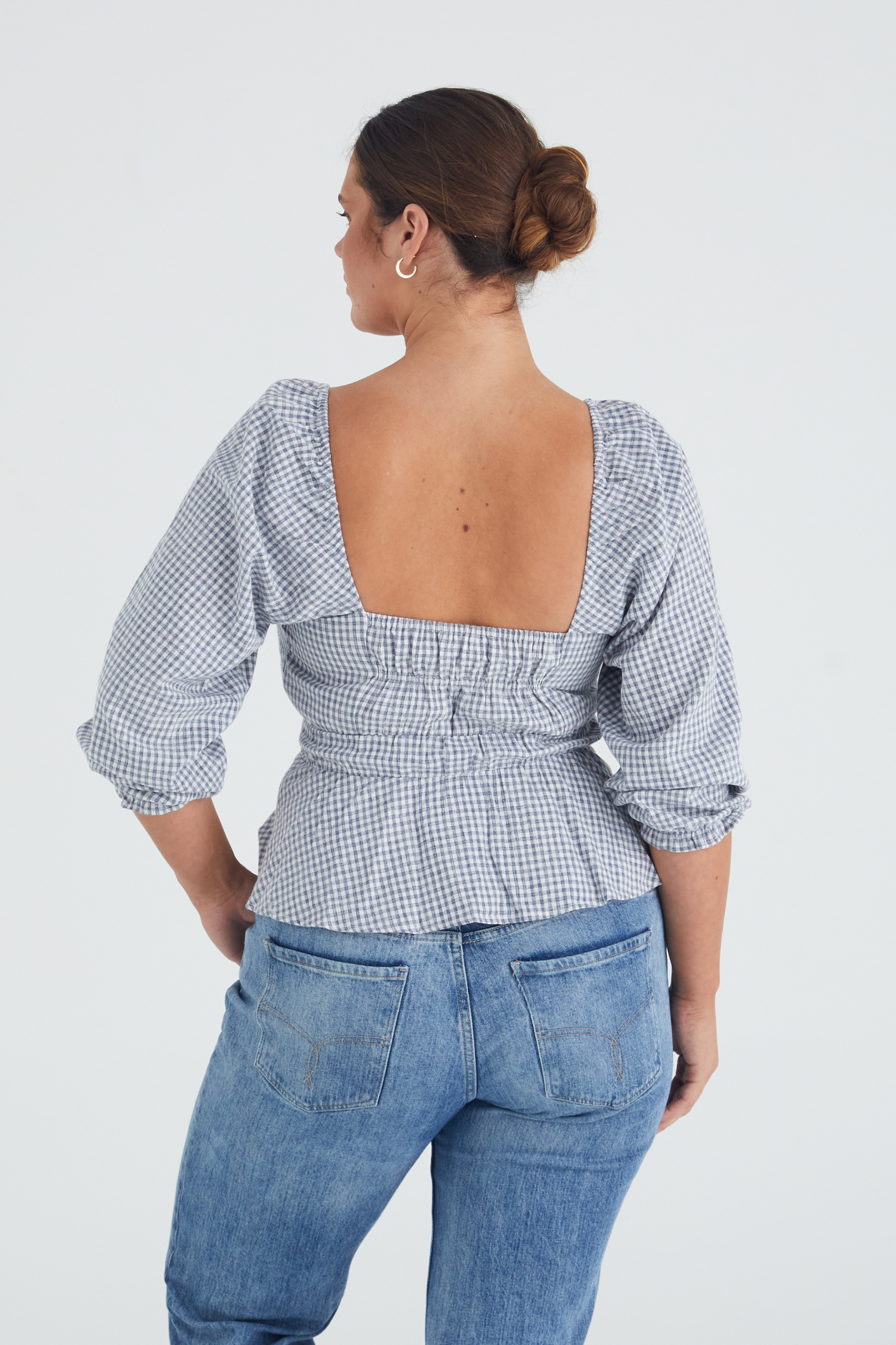 Eadie top - NAVY CHECK