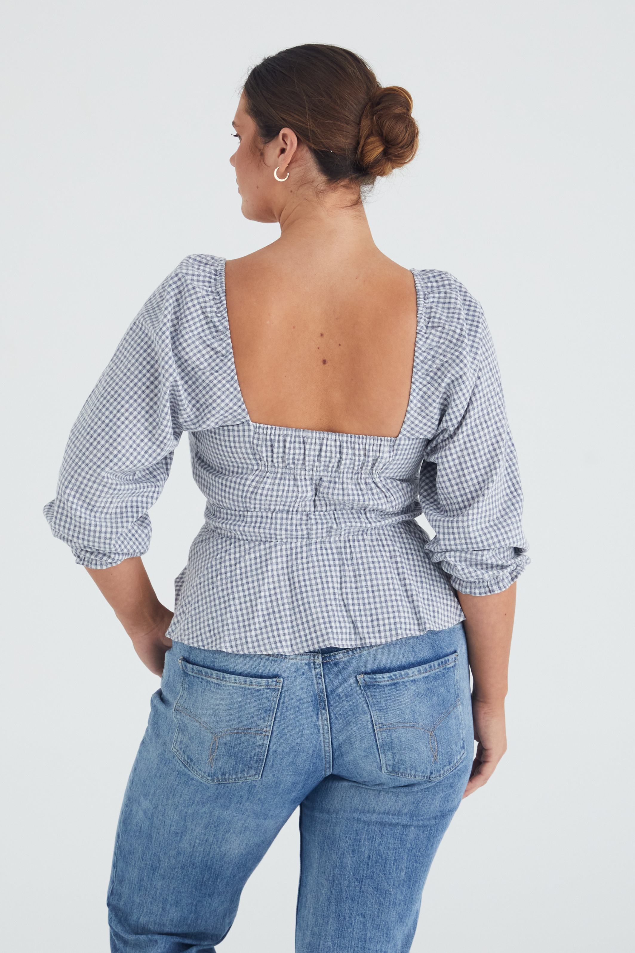 Eadie top - NAVY CHECK