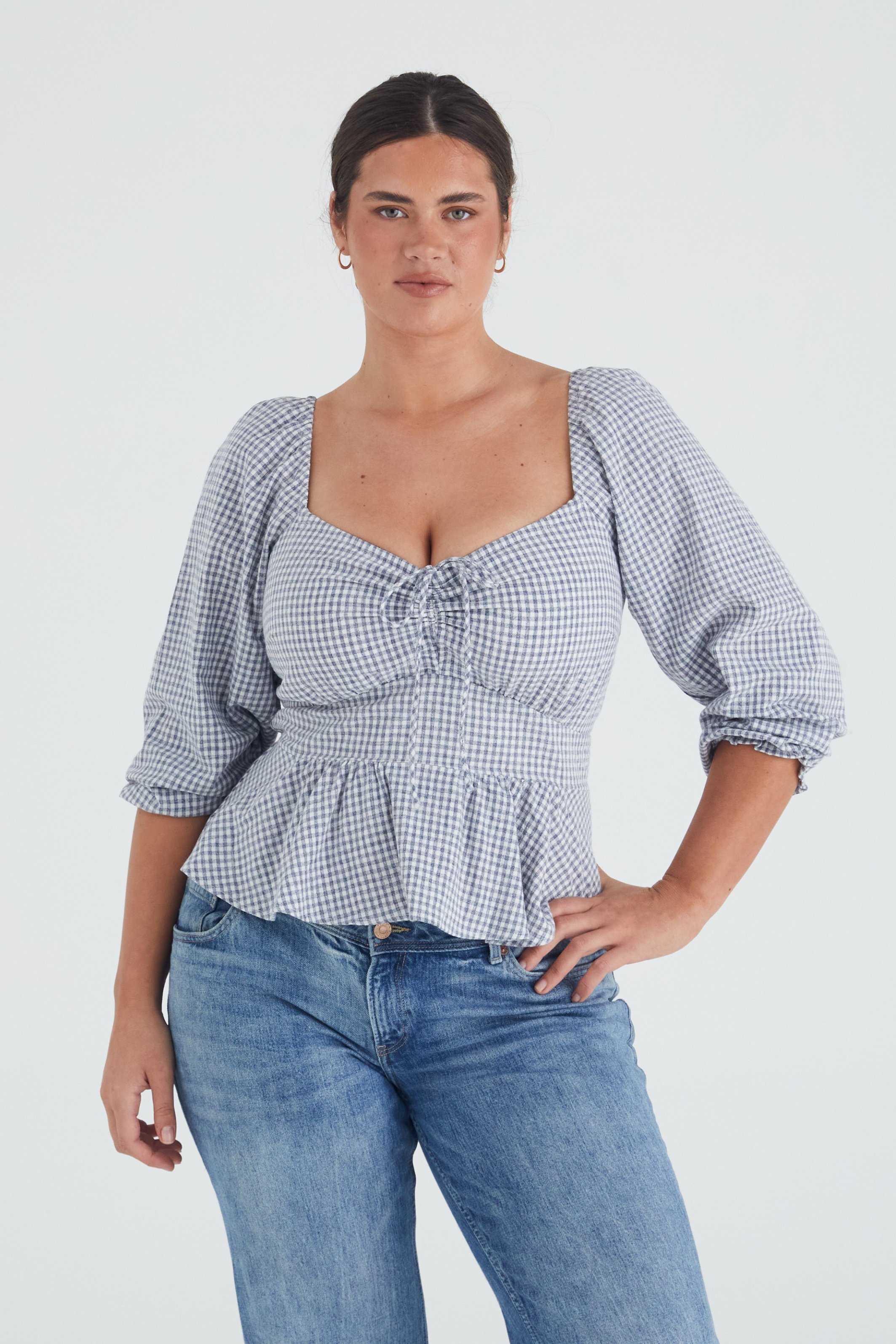 Eadie top - NAVY CHECK