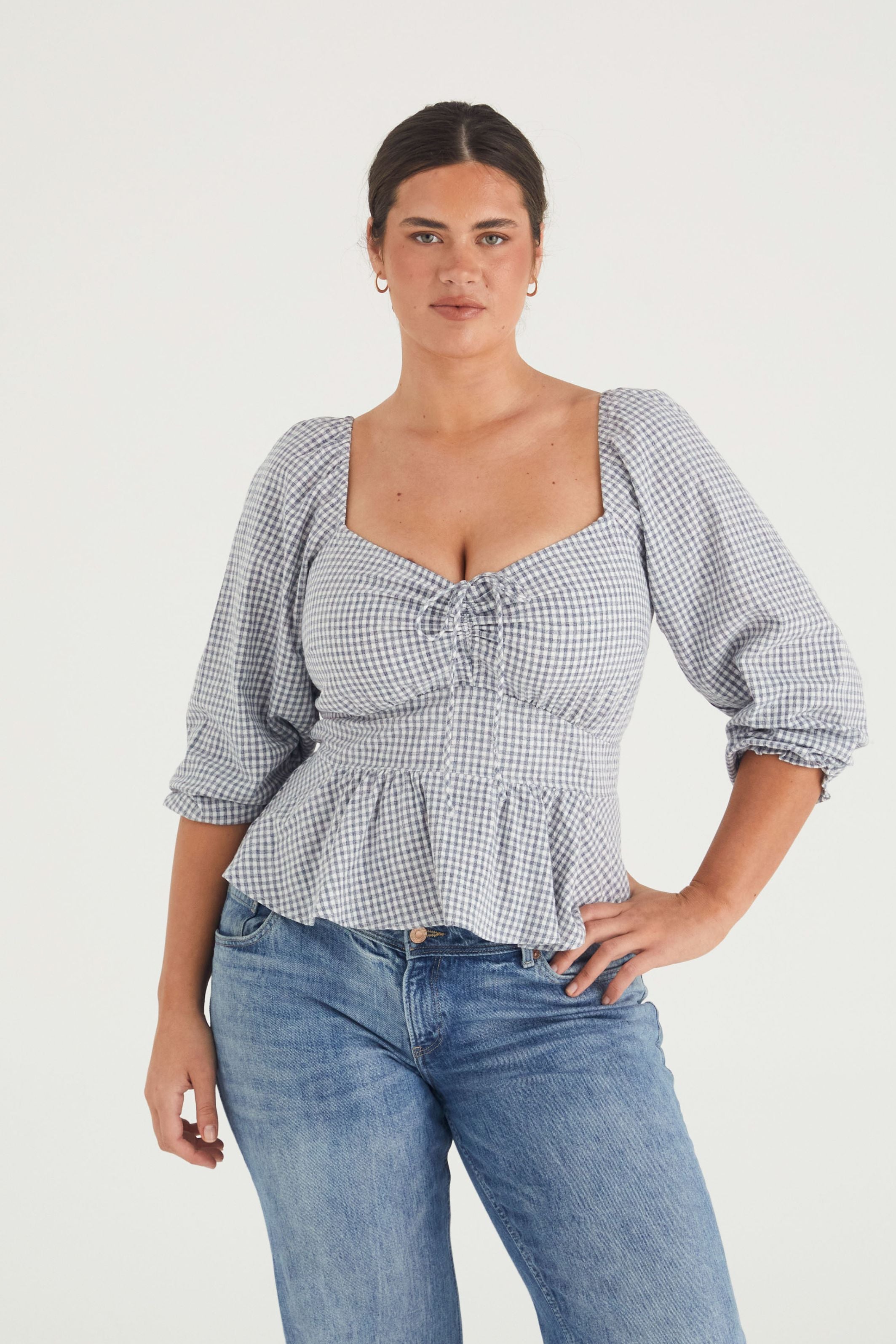 Eadie Top - Navy Check