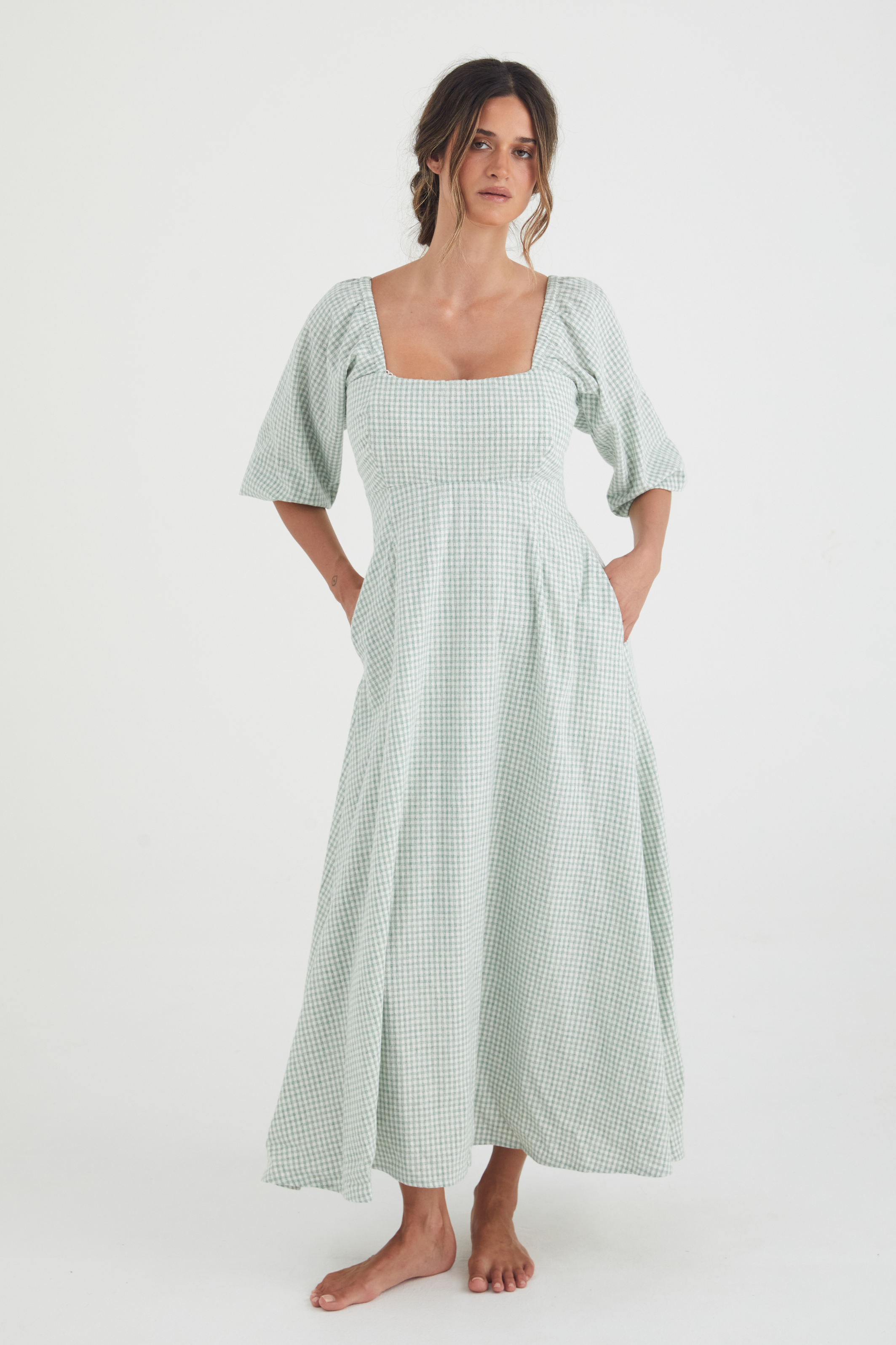 Freya dress - SAGE CHECK