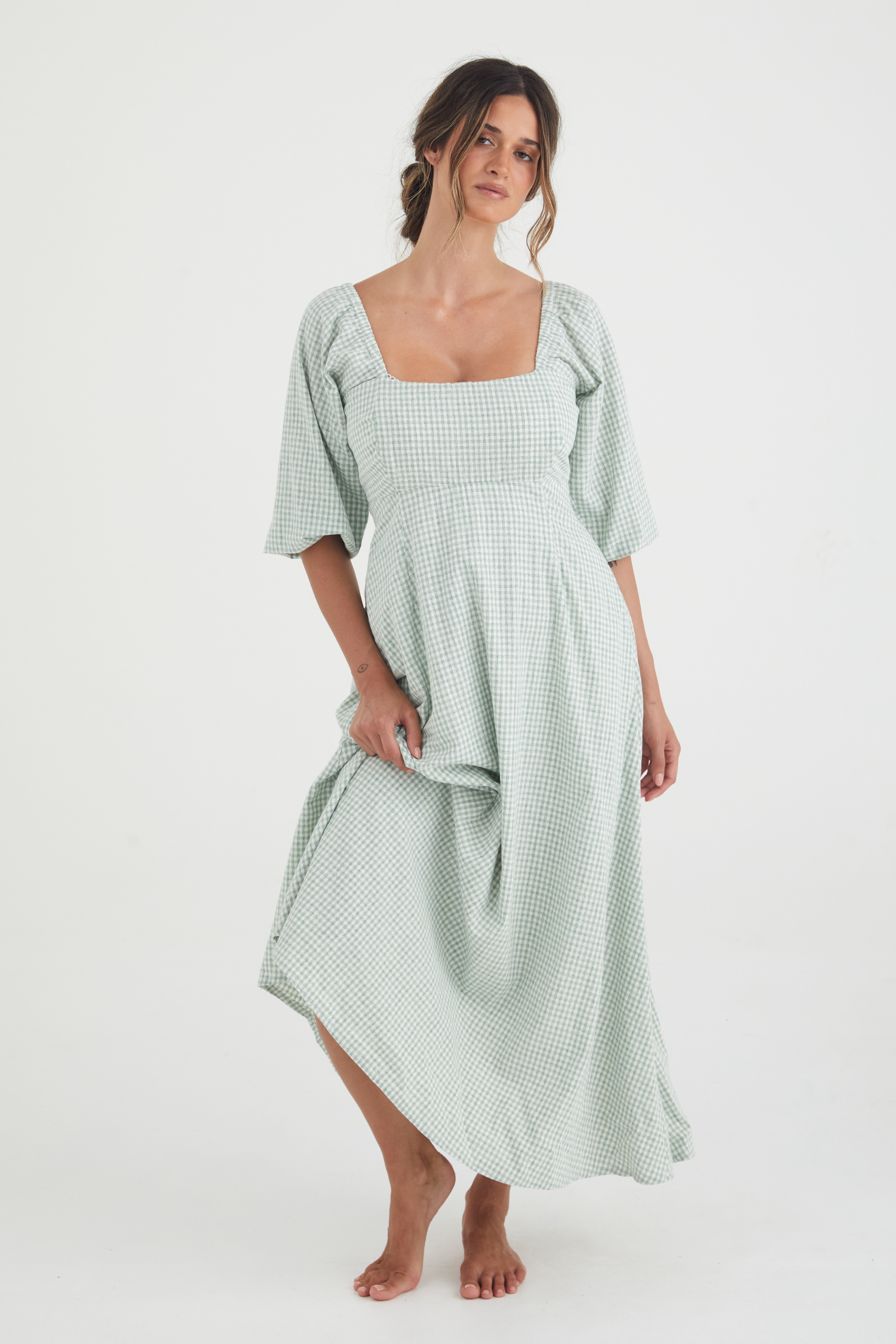 Freya dress - SAGE CHECK