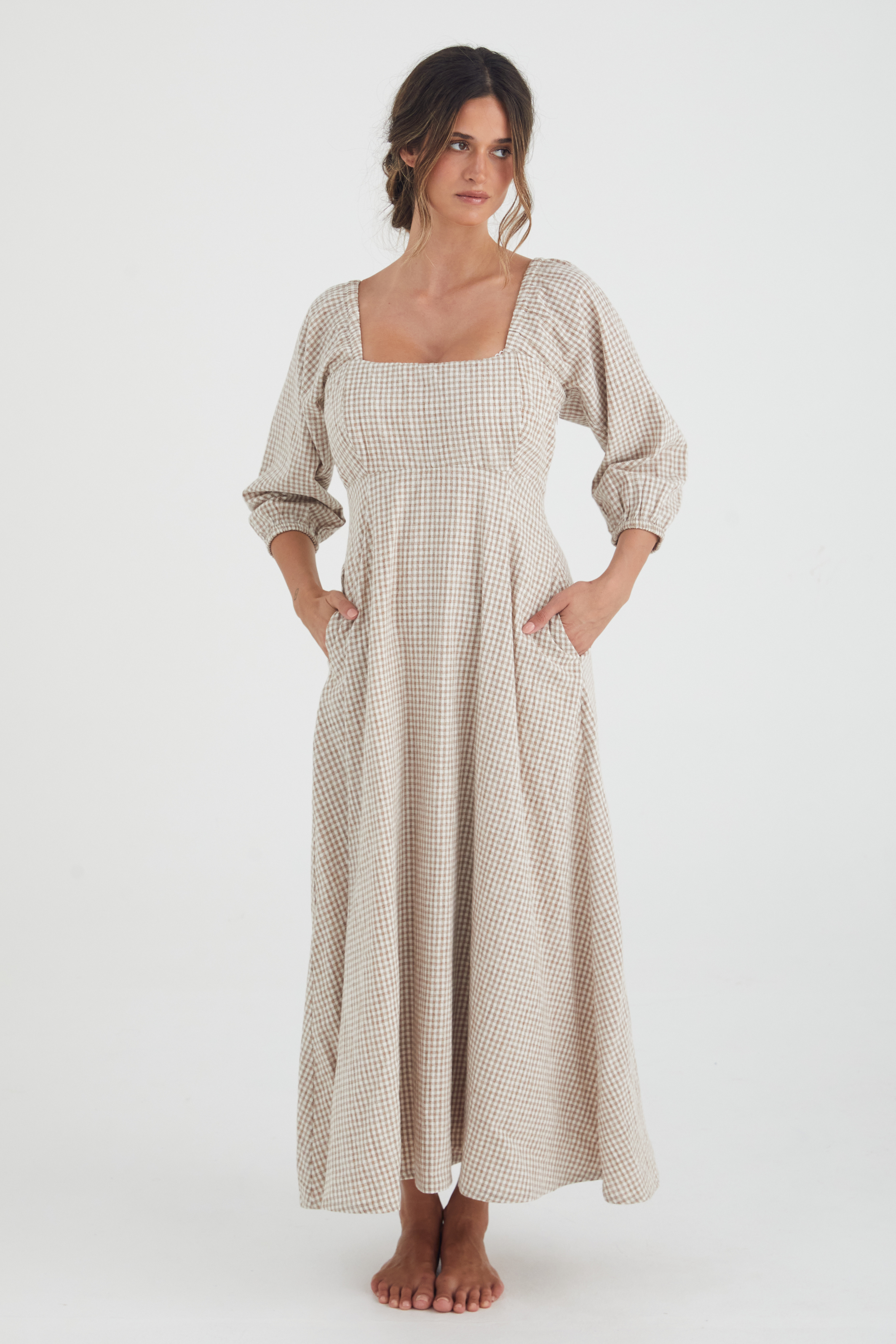 Freya dress - TAUPE CHECK