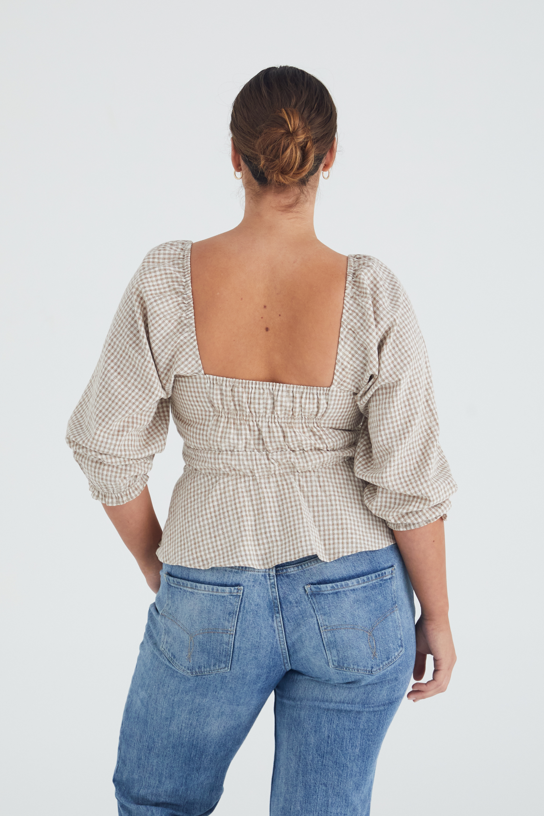 Eadie top - TAUPE CHECK