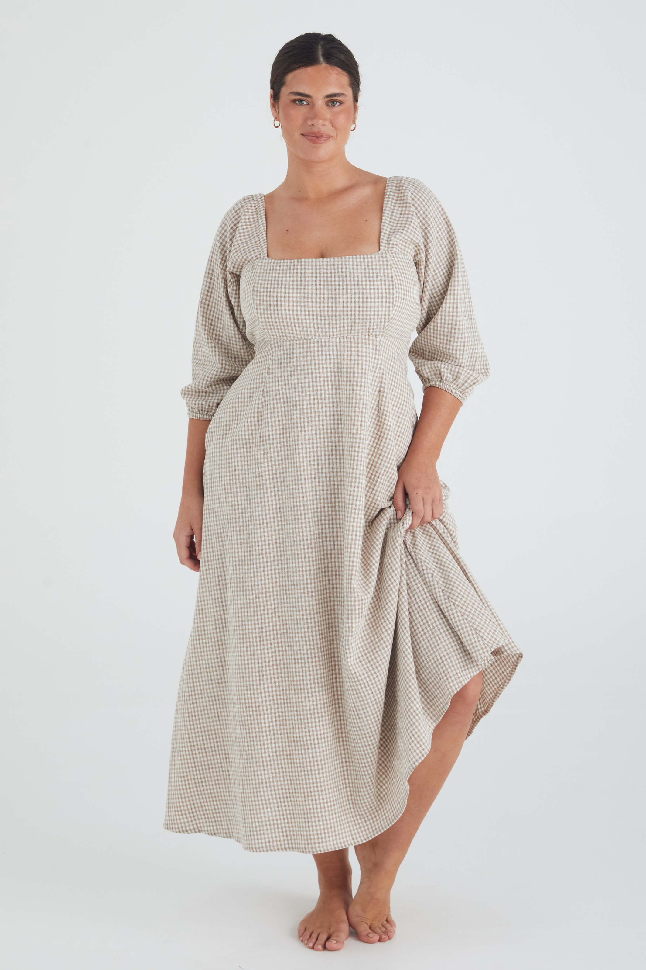 Sara dress - TAUPE CHECK