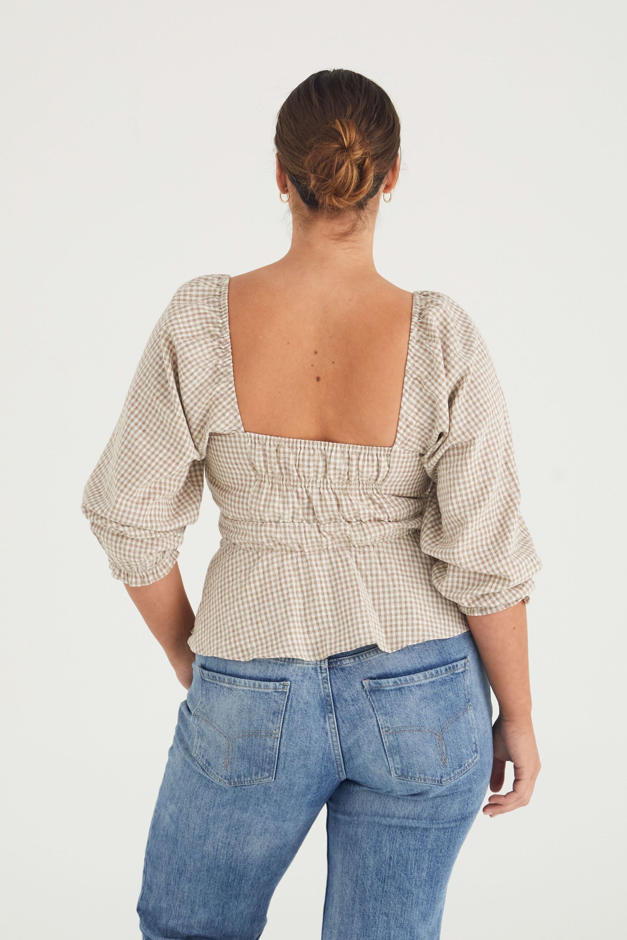 Eadie Top - Taupe Check