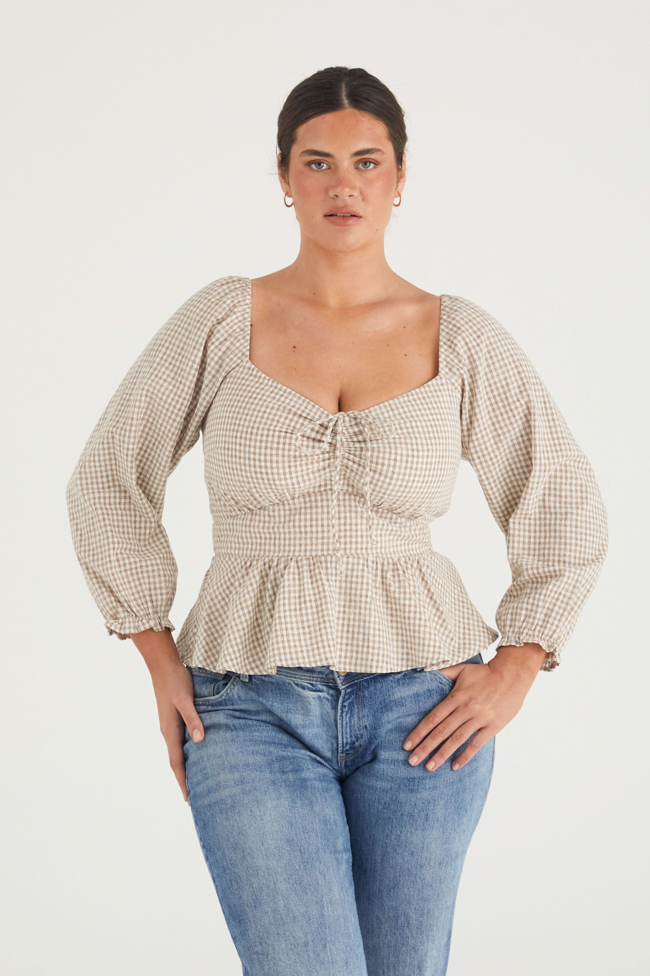 Eadie Top - Taupe Check
