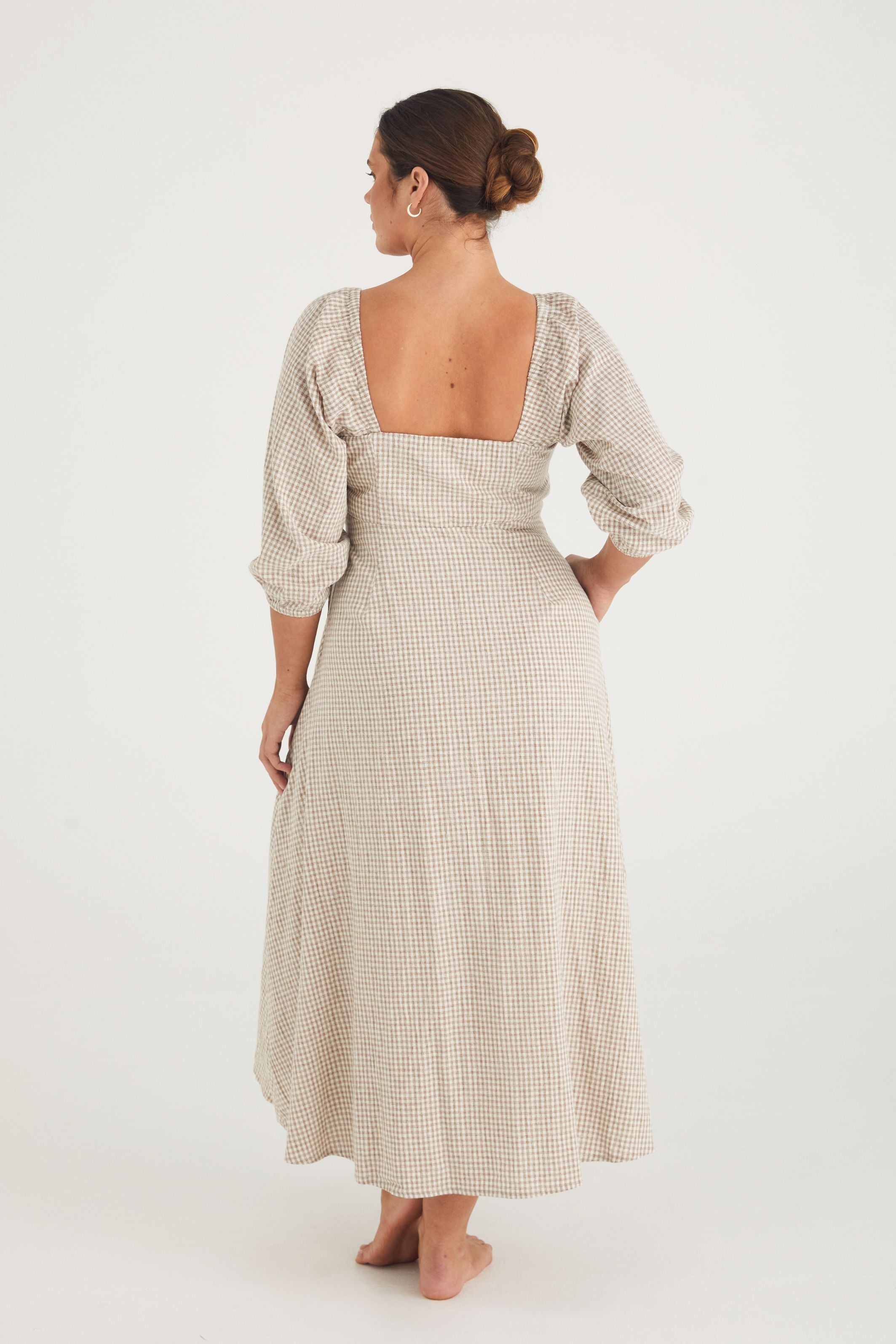 Sara Dress - Taupe Check