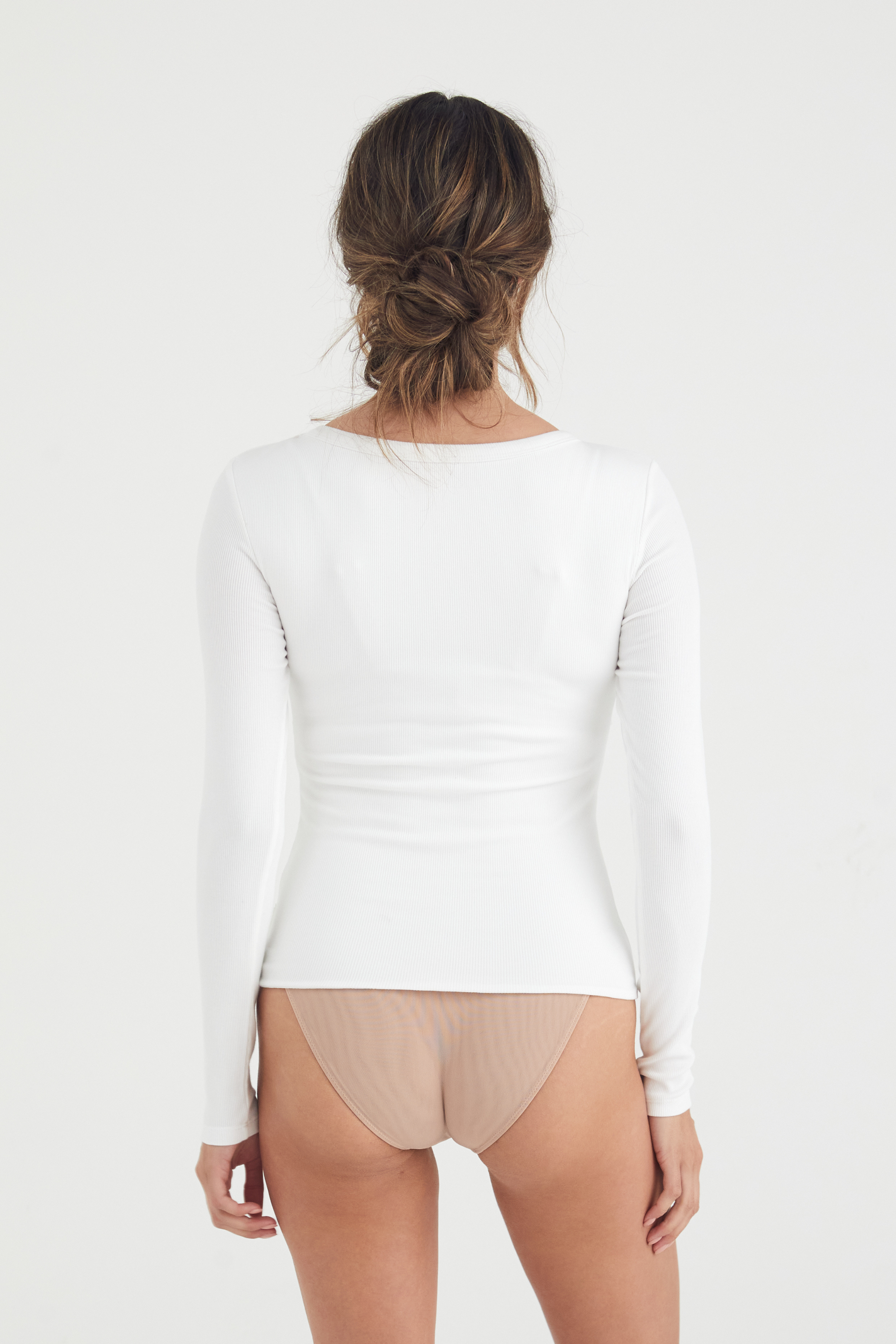 Busty Basics - Crew Neck Long Sleeve - WHITE